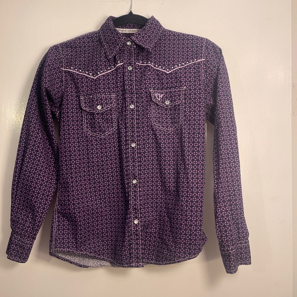Kid’s Purple Western-Style Button Shirt